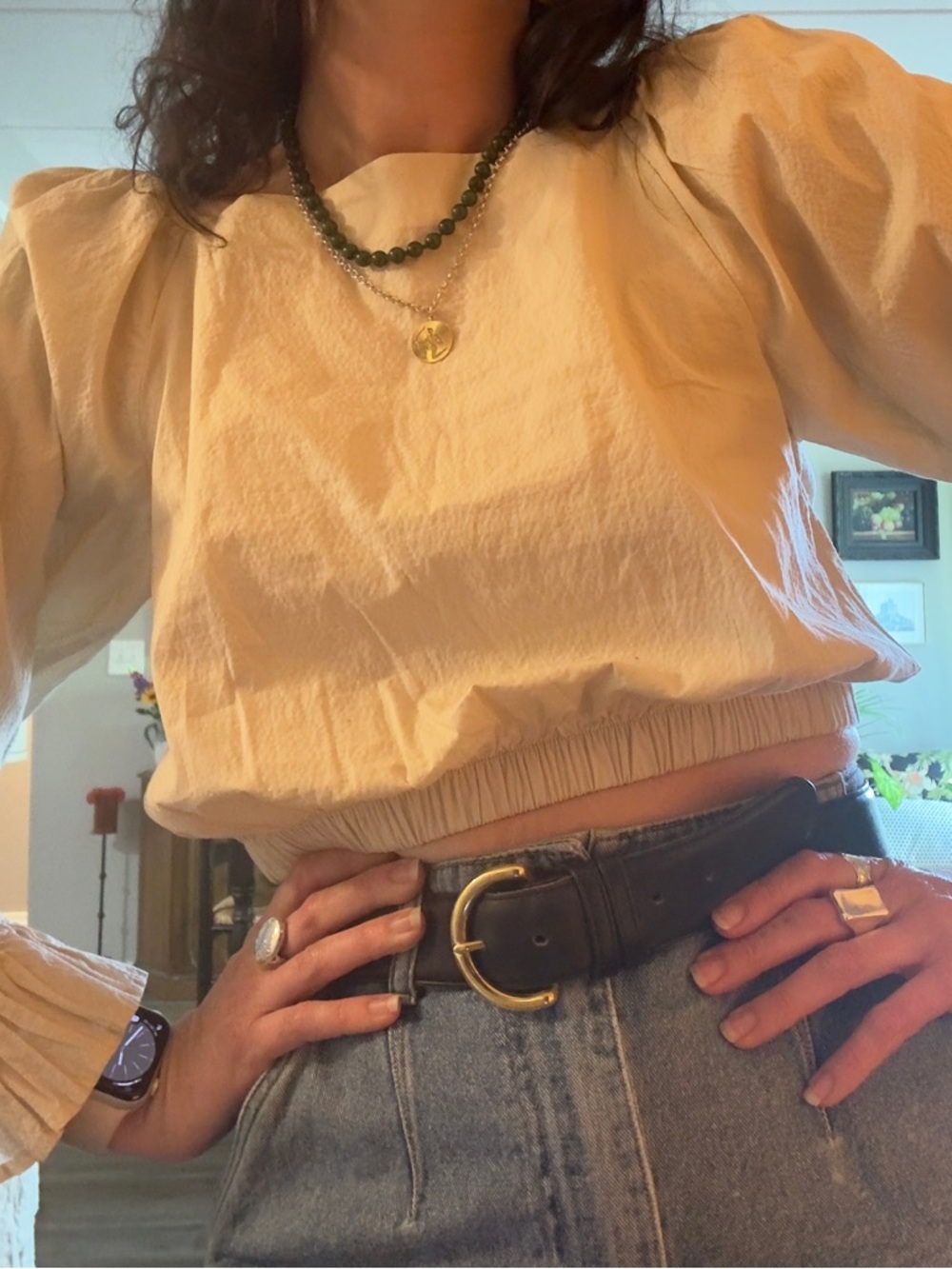 NWT Levi's Daphne cotton long-sleeve blouse in cream size S